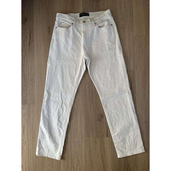 Abercrombie‎ & Fitch Jeans Men 32x32 Cream Speckled Vintage Stretch 90s Straight - Picture 1 of 11